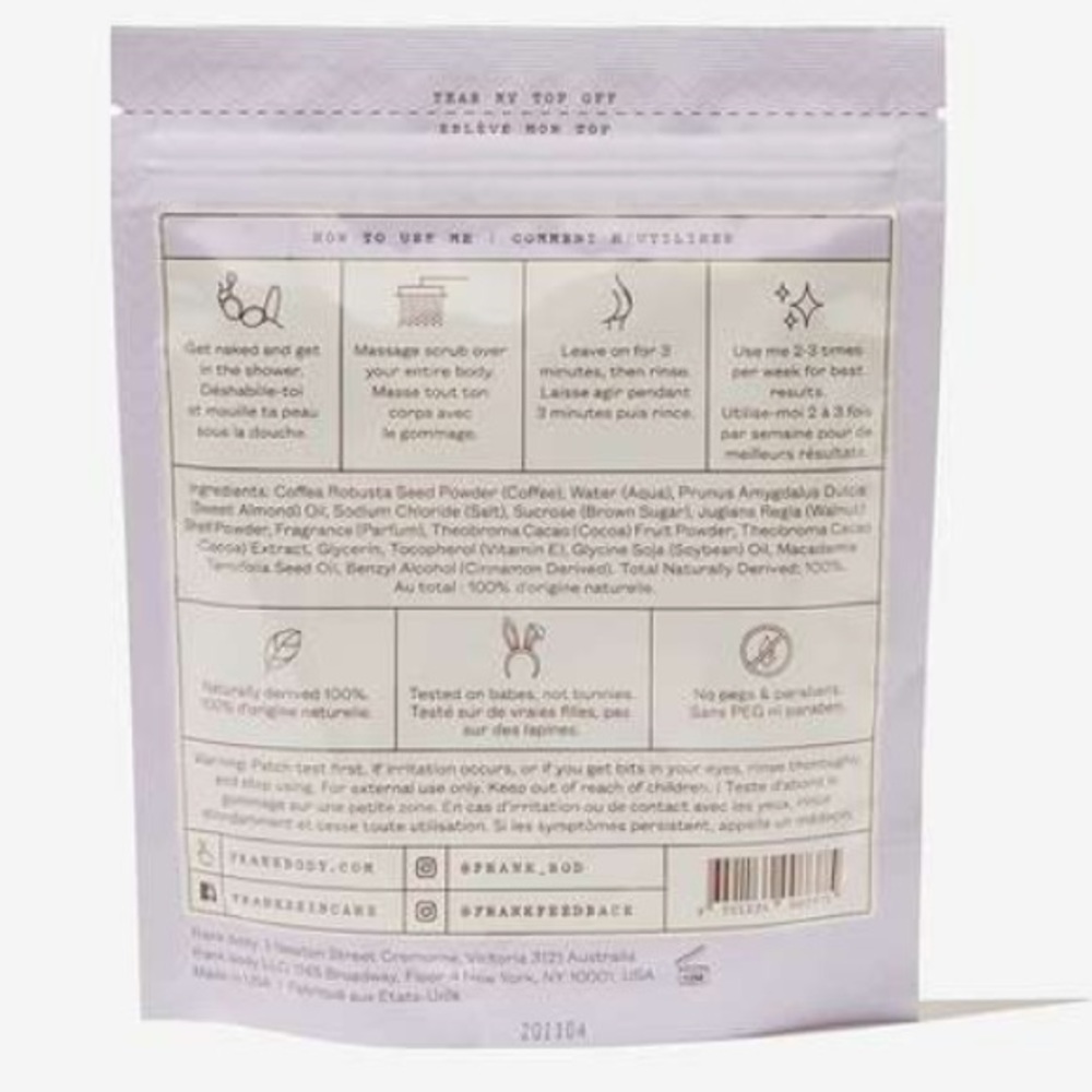 🆕FRANK BODY: Cacao Coffee Scrub Face/Body Exfoliator - Picture 3 of 7